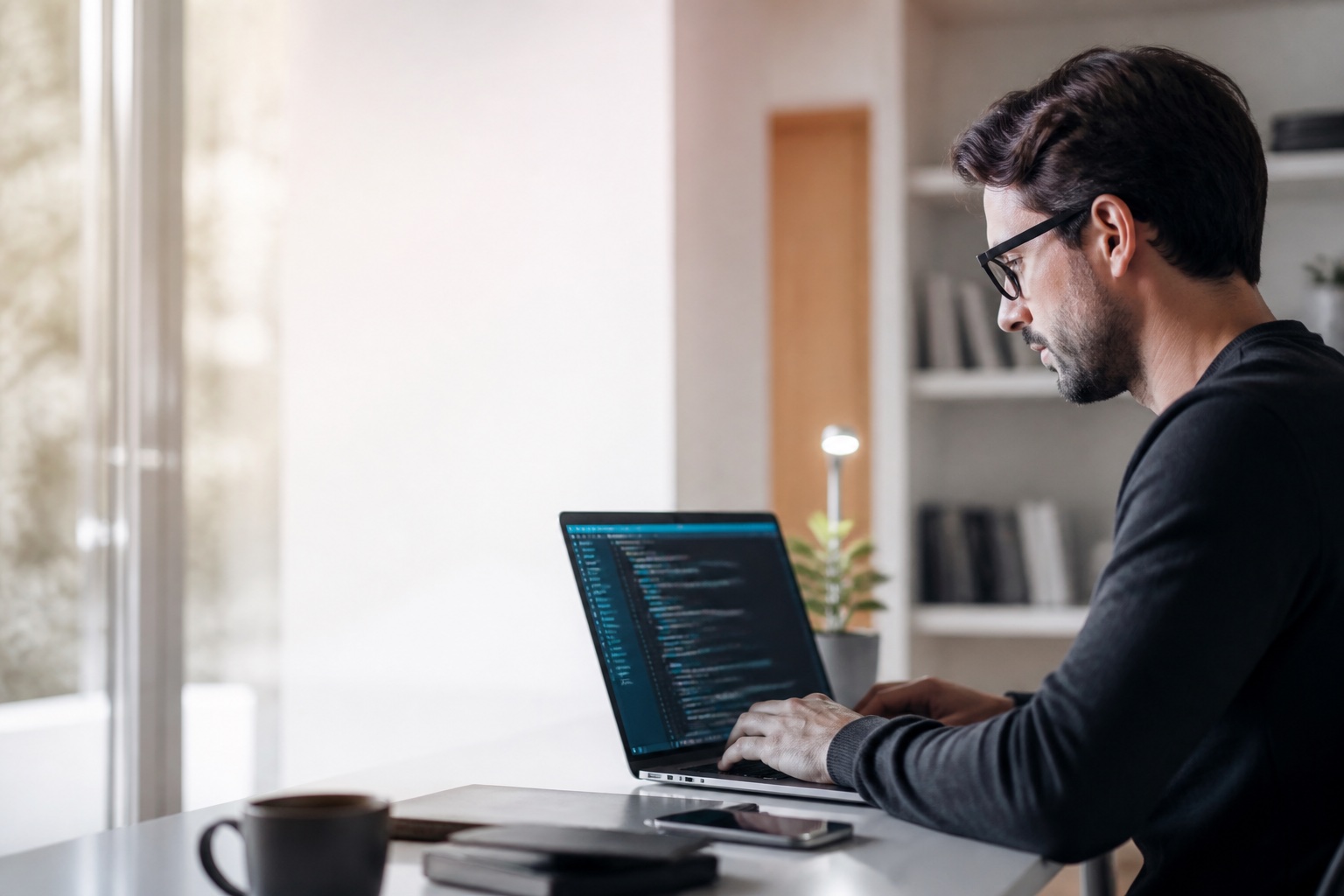 Developer building software on a MacBook